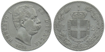 Italien 2 Lire 1886 R - Umberto I